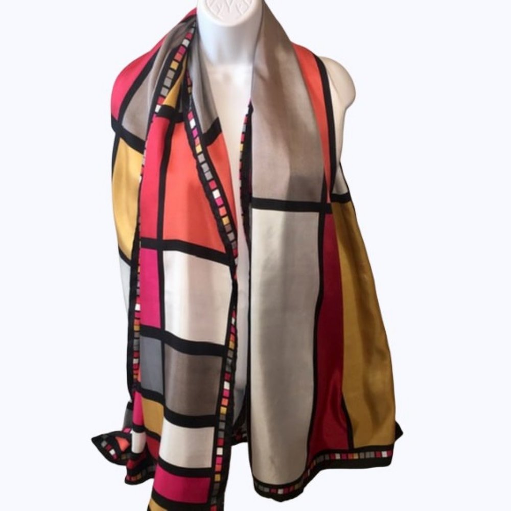 Mod Color Block Scarf Large Oblong - image 1